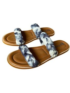 NEW Korks By Kork-Ease Braided Strap Slip-on Sandals Size 9 Blue Tie Dye Pilar